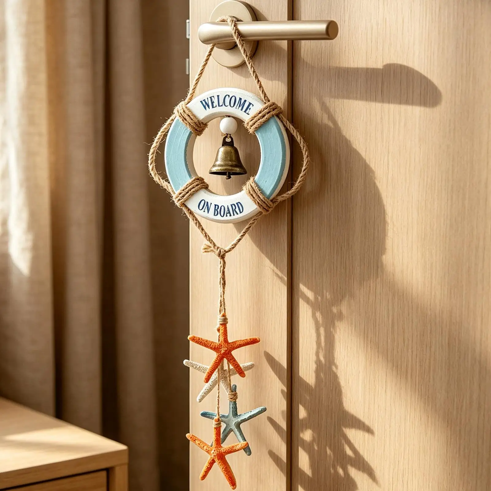 Nautical Wall Decor Hangable Life Ring Wall Pendant With Rope And Bell Nautical Room Decor For Bedroom Entryway Restaurant Cafe