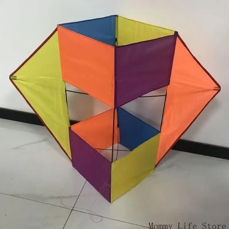 Cometa forma caja cubos aire libre verano en enorme aire libre, kite volador suave para niños y
