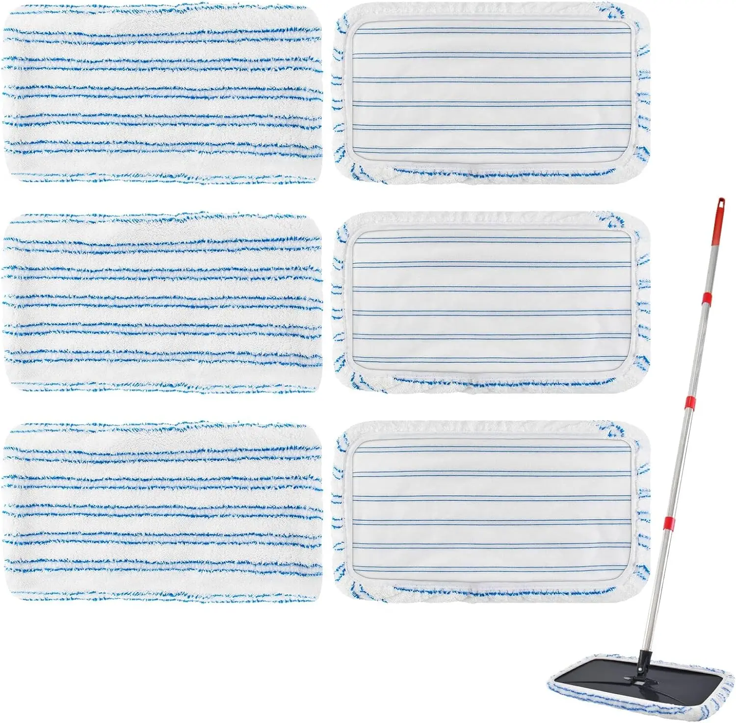 6 Pack Microfiber Mop Heads Replacement for Ocedar Hardwood Floor 'N More Mops, 15x8 Flat Dust Mop Pads Reusable Wet and Dry