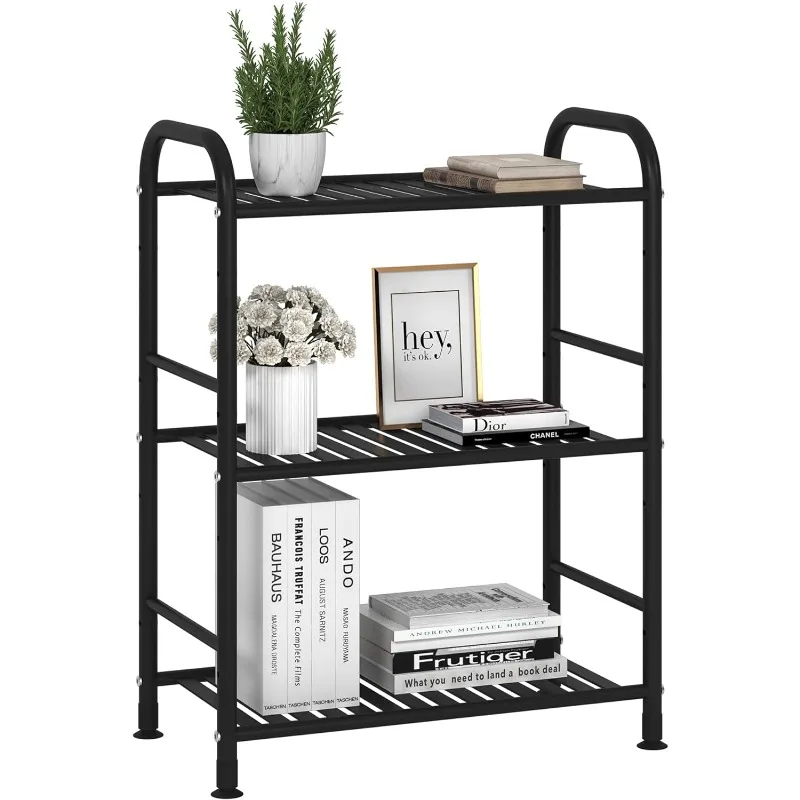 3-Tier Adjustable Shelving Unit, Heavy Duty Storage Rack Organizer Metal Corner Shelf