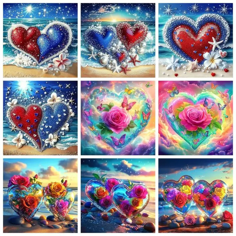 

CHENISTORY Diamond Painting Love Scenery With Square Rhinestones Diamond Embroidery Flower Cross Stitch Kit Home Decoration