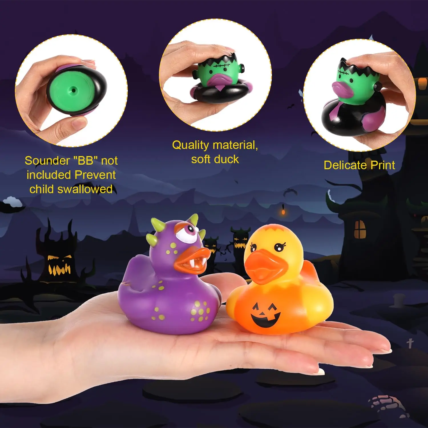 50/100PC Halloween Rubber Ducks, Halloween Themed Rubber Ducks Funny Ducky Toy Decoration for Halloween Party Favors