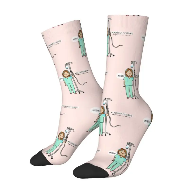 

Fun Men's Baptism Of Nursing Student Dress Socks Unisex Breathbale Warm 3D Printing Medical Nurse Crew Socks