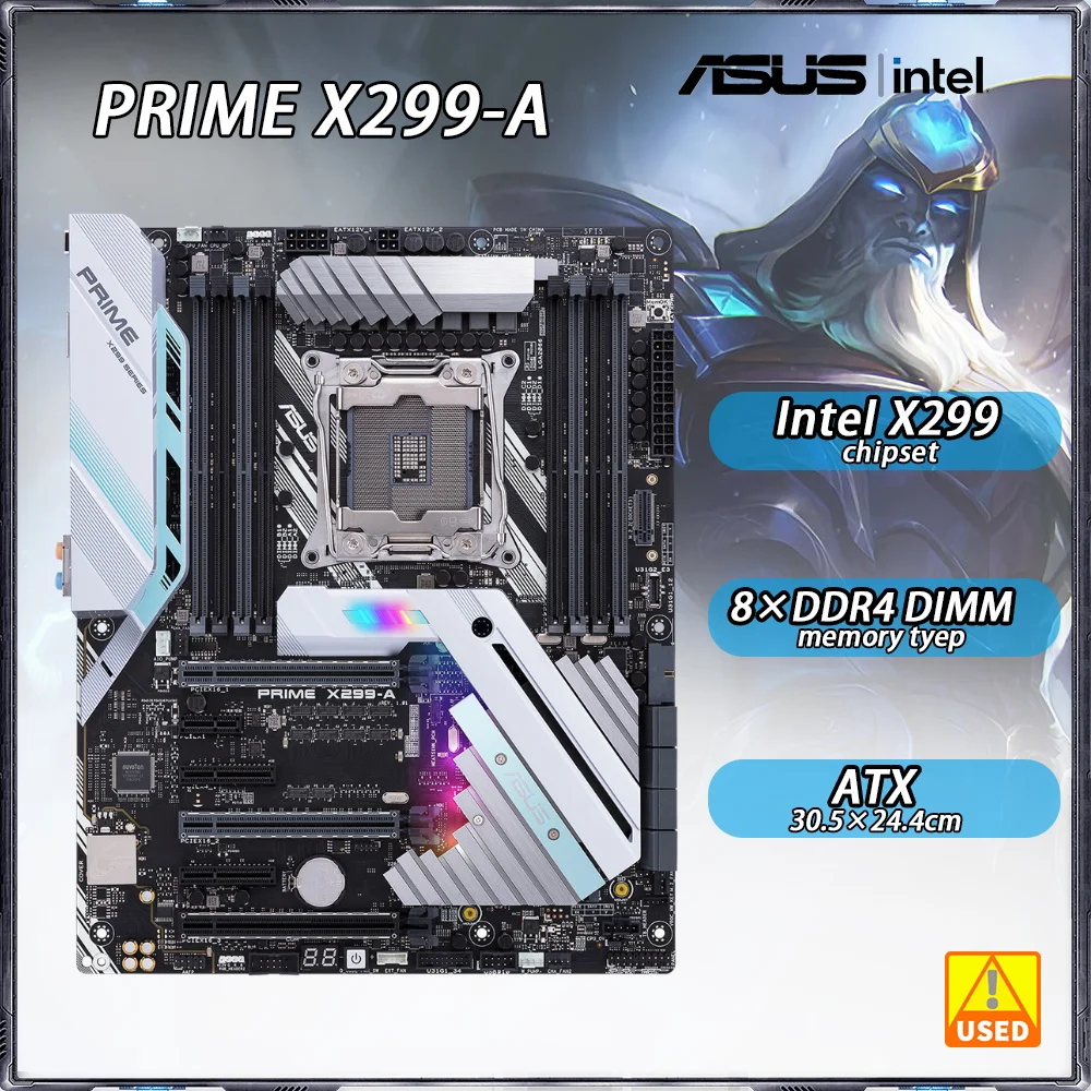 X99 마더보드 하이엔드 ASUS 프라임 X299-A LGA2066 슬롯, 인텔 X299 칩셋, DDR4, 128GB, 4000MHZ, 2 × M.2, 8 × SATA III ATX 