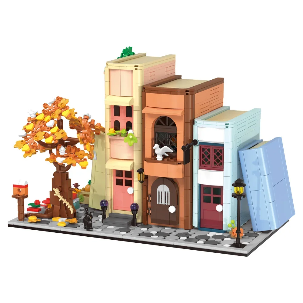 Creative Bookcase Building Set, Cafe House Building Block Toy Gift for Adults,Mini Bricks