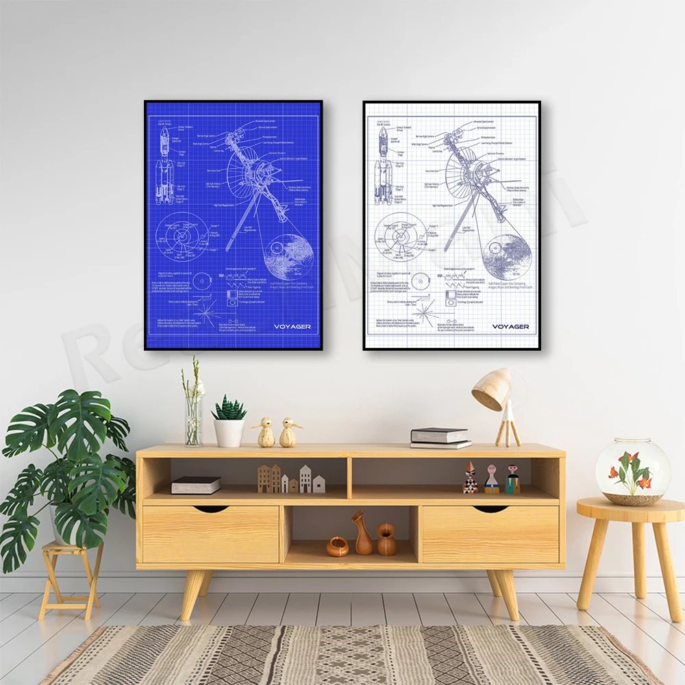 Voyager Space Probe Blueprint Patent Printing Poster Art Canvas Painting Picture Pilot Space Gift Home Decor