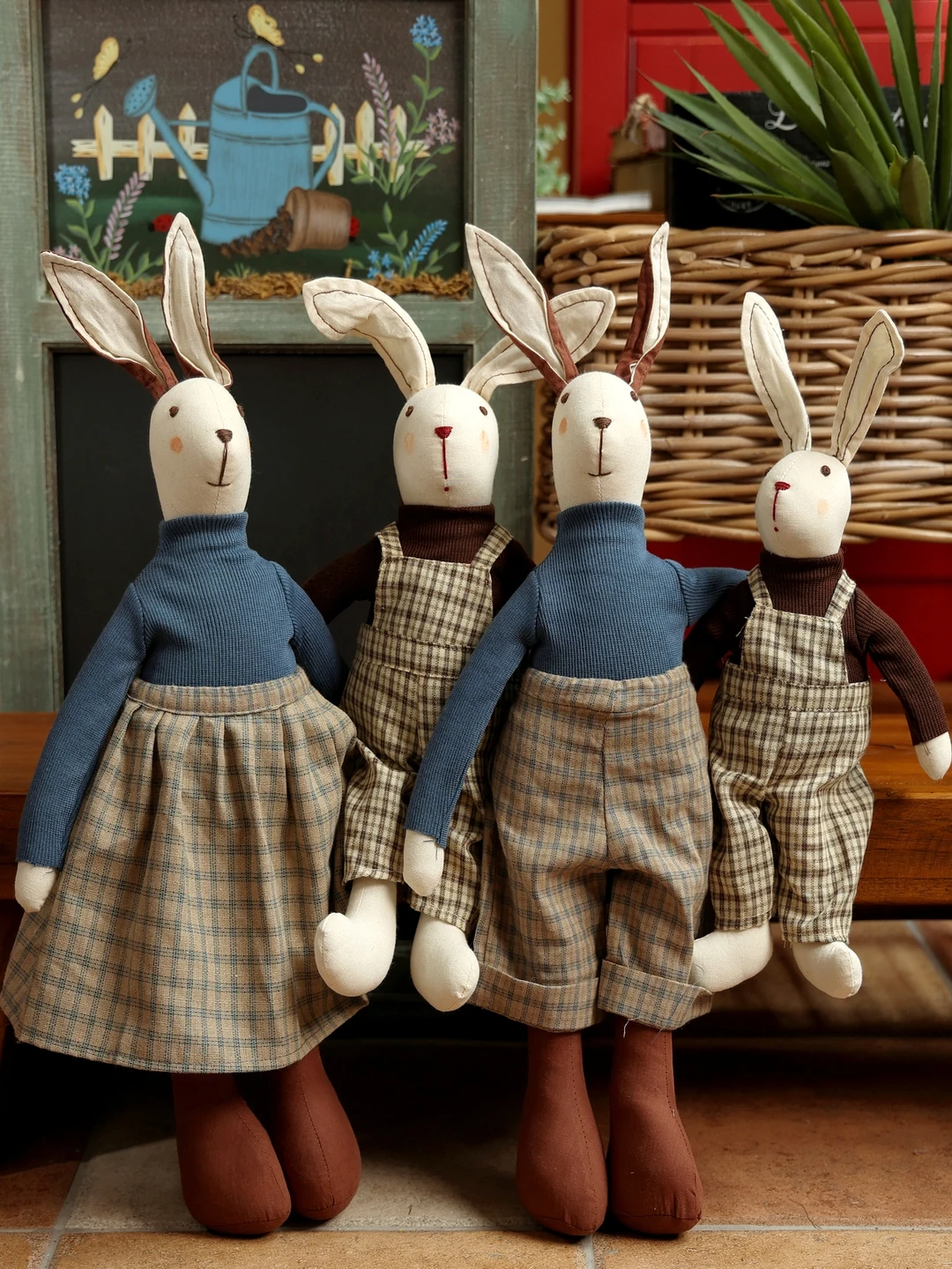 Adorable Fabric Rabbit Couple Dolls Home Decorations Children's Room Decor Boys Girls Sofa Entranceway Creative Handmade Art