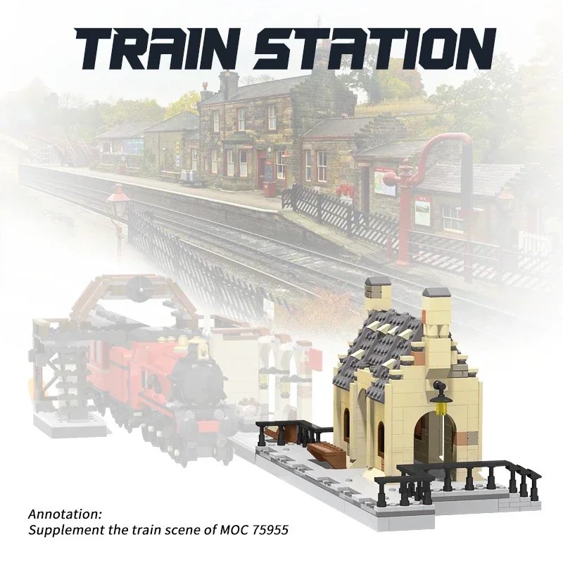 

Train Station Scene Building Blocks MOC-55511 Europe Train Station Streetview Decoration Assembly Model Puzzle Kids Toy Boy Gift