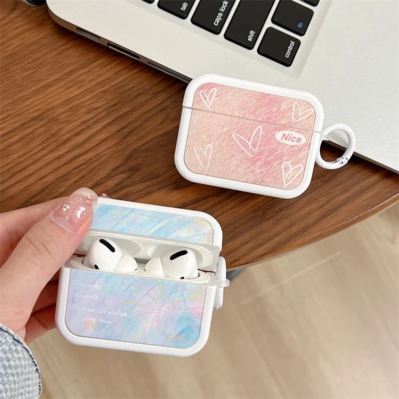 Etui na słuchawki Cute Love Fireworks do słuchawek Airpods 3 2 1 Pro z okrągłym pierścieniem Silikonowe etui do ładowania słuchawek Airpods 2