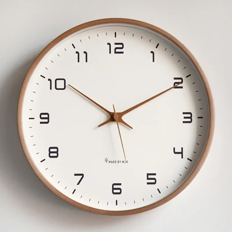 New 10/12/14inch Nordic Solid Wood Simple Wall Clock Living Room Home Decoration Silent Fashion Light Luxury Creative Clock