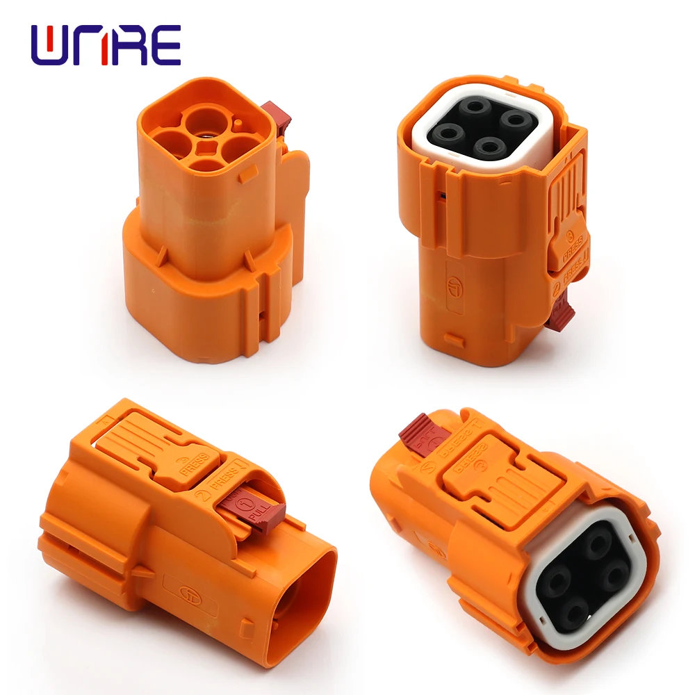 4P Straight Plug Socket High Voltage Connectors Plastic Shell New Energy Electric Vehicle Car Hv Connector 6mm² For Cable