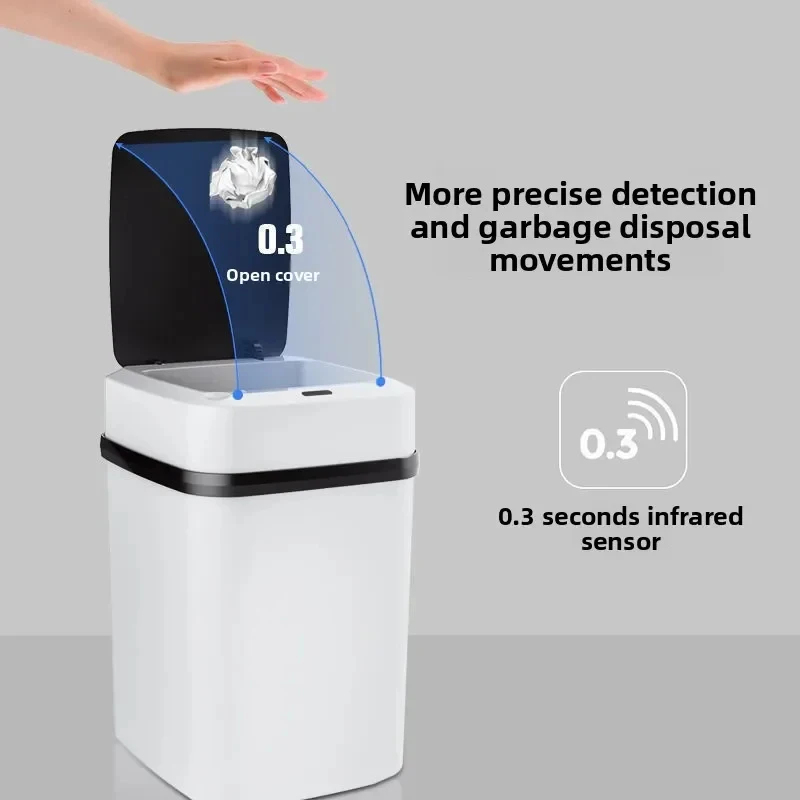  13L Smart Sensor Trash Can Fully Automatic Waterproof for Kitchen Living Room Household Bathroom Toilet Garbage Bin Dustbin 