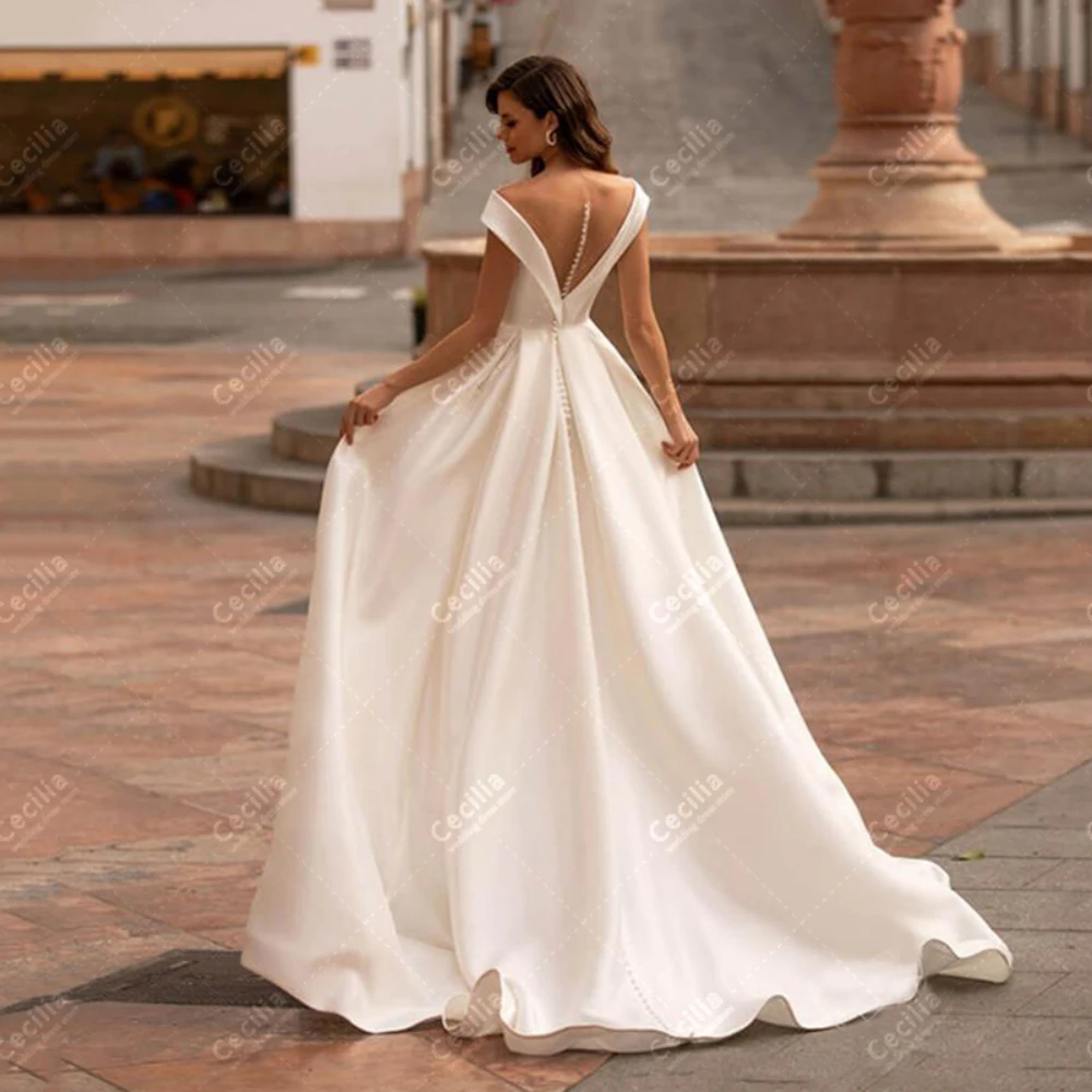 Elegant Wedding Dresses Graceful Bridal Gowns Backless Sleeveless Robes For Formal Party Charming Vestidos De Novia Customized