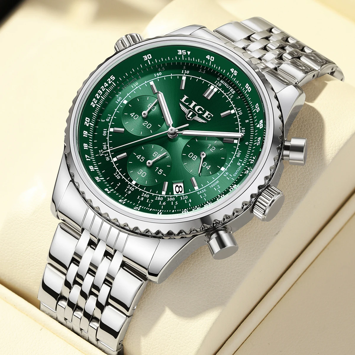 

LIGE Luxury Military Men Watch Waterproof Luminous Date Chronograph Man Watch Business Stainless Steel Men's Quartz Watches