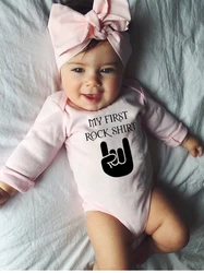 Baby Körper Rock Meine Erste Rock Shirt Baby Langarm Baumwolle Baby Bodysuit Nette Baby Boy Kleidung Overall Infant Outfit