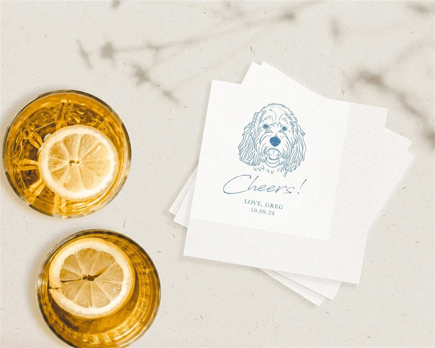 

50 PCS Custom Pet Personalized Wedding Napkins, Dog Portrait Serviettes, Cat Simple Cocktail, Luncheon, Customizable Illustrated