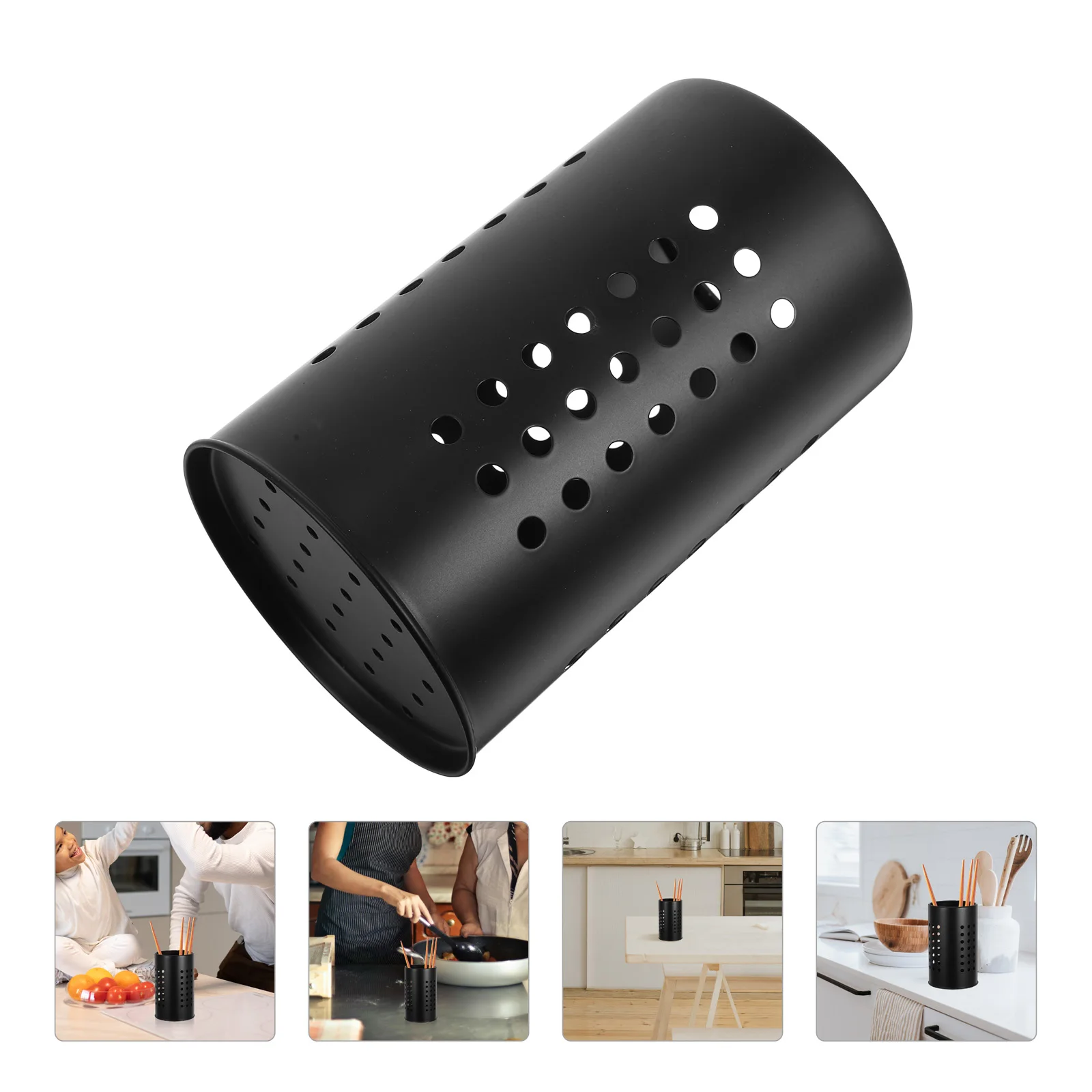

Stainless Steel Utensil Holder Kitchen Storage Bucket Drainage Cutlery Organizer Chopstick Spoon Silverware Rack Desktop