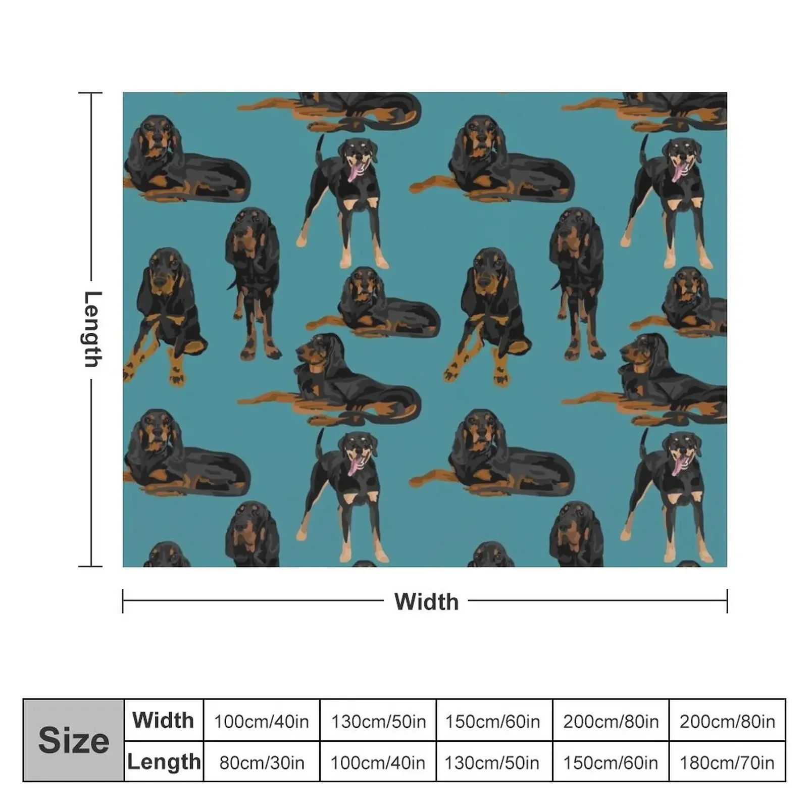 Black and Tan Coonhounds on Teal Throw Blanket Soft Plush Plaid Flannel Camping Blankets