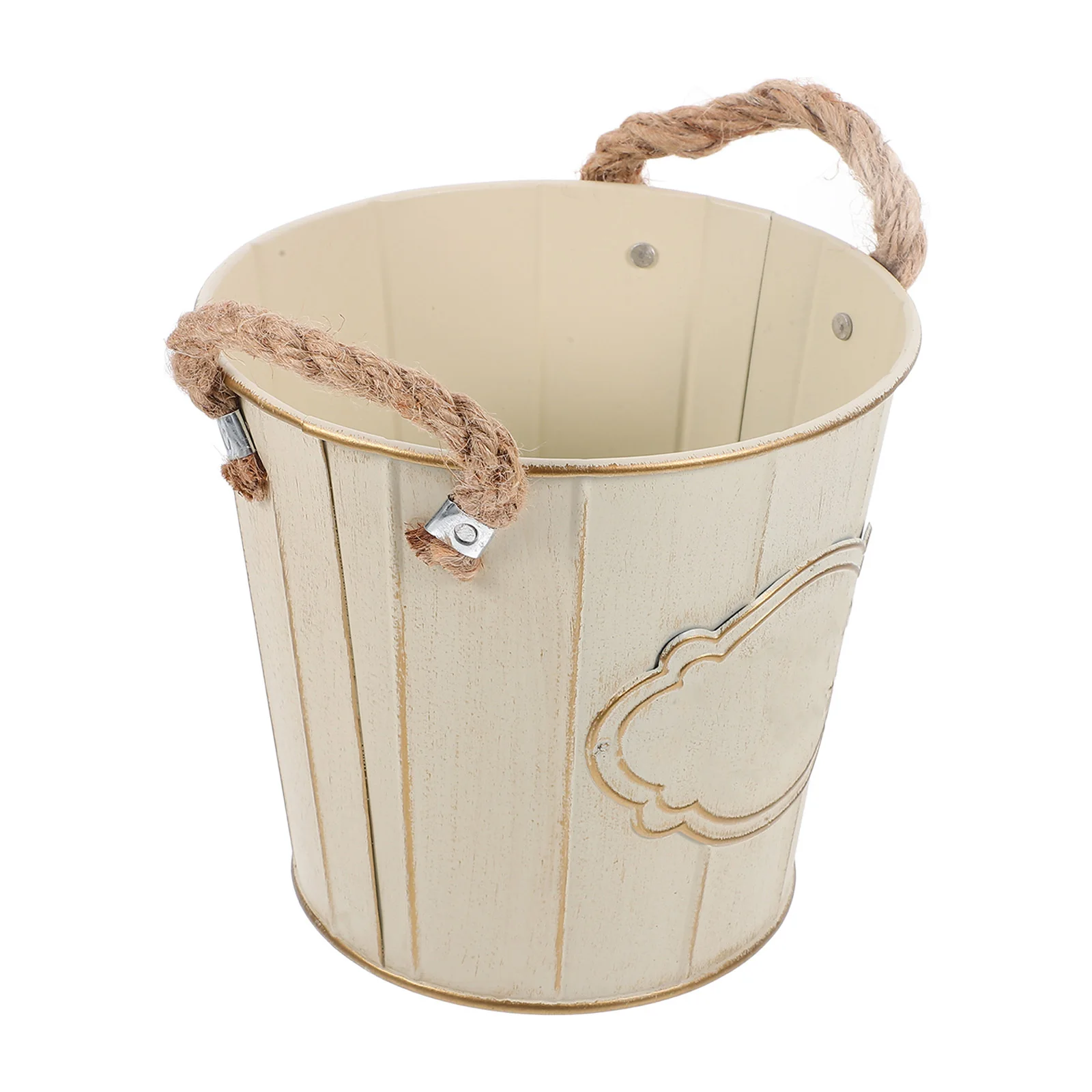 

Vintage Metal Flower Bucket Rustic Iron Flower Vase with Handle Decorative Plant Pot for Home Table Centerpiece Garden Decor