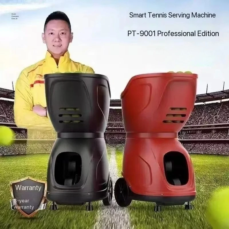 Máquina inteligente de servir tênis pt9001, multifuncional, recursos, mais de 150 bolas, capacidade, controle de direção de serviço integrado