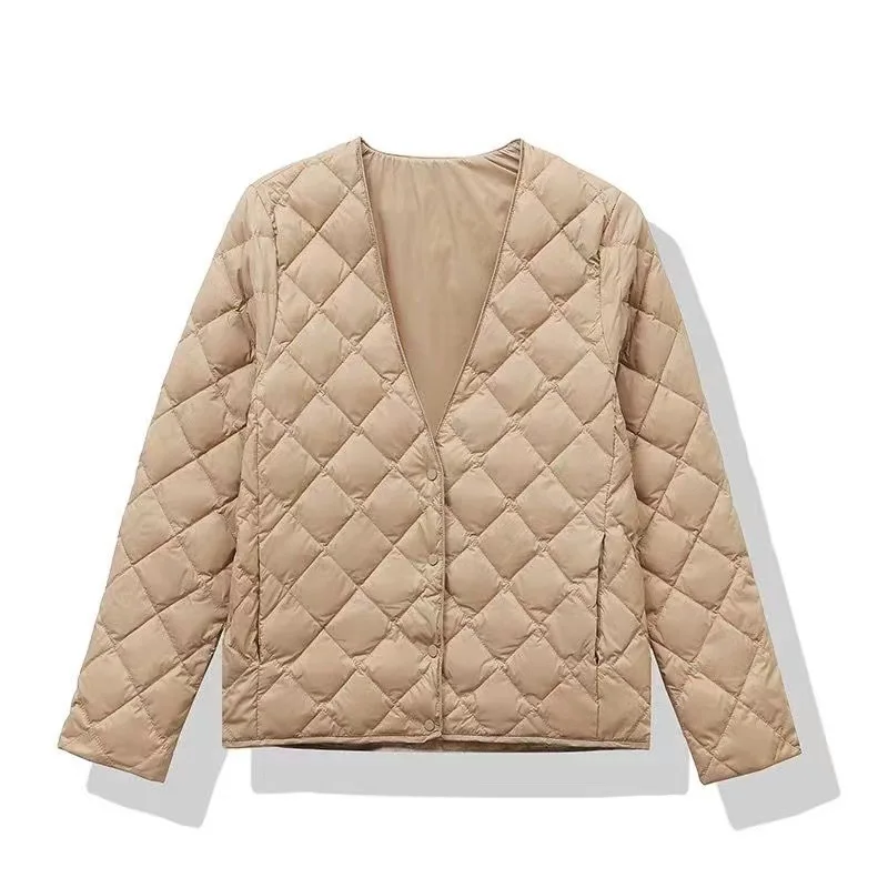 

Coat with Autumn and Winter Light and Slim Short V-neck Warm Four-layer Liner Down Jacket
