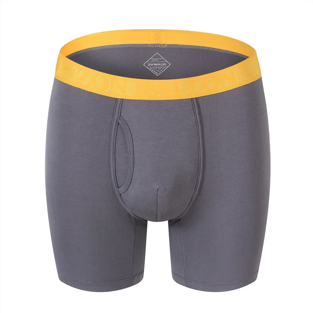 Jinshi Men's Boxer Briefs Bamboo Soft Classic Breathable No Ride Up Open Fly Boxers Underwear