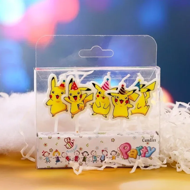 5PCS Pokemon Candle Pikachu Kids Birthday Cake Decoration Cartoon Anime Figure Supplies Party Accessories Christmars Gifts