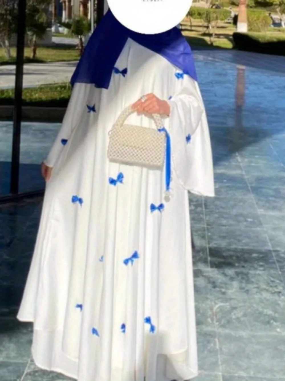 Sukienka damska Muzułmańska Abaja na Eid Arabska kokarda Rozkloszowany rękaw Długa szata Jalabiya Ramadan Dubaj Abayas Kaftan Vestidos Maroko Sukienki — zdjęcie 4