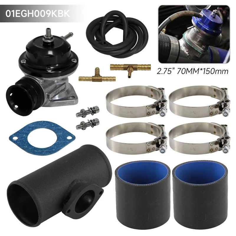 

10PSI Blow Off Valve BOV +Type RS 2.75'' 70mm Flange Pipe Adapter Silicone Hose Kit