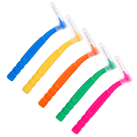 50pcs Interdental Brush Tooth Cleaning L Shaped Dental Flosser for Teeth Gum Debris Plaque Removal Yellow Green