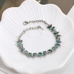 Fashion Animal Shell Bracelet Anklet Colorful Abalone Shell Carving Butterfly Jewelry European American Women Exquisite Ornament