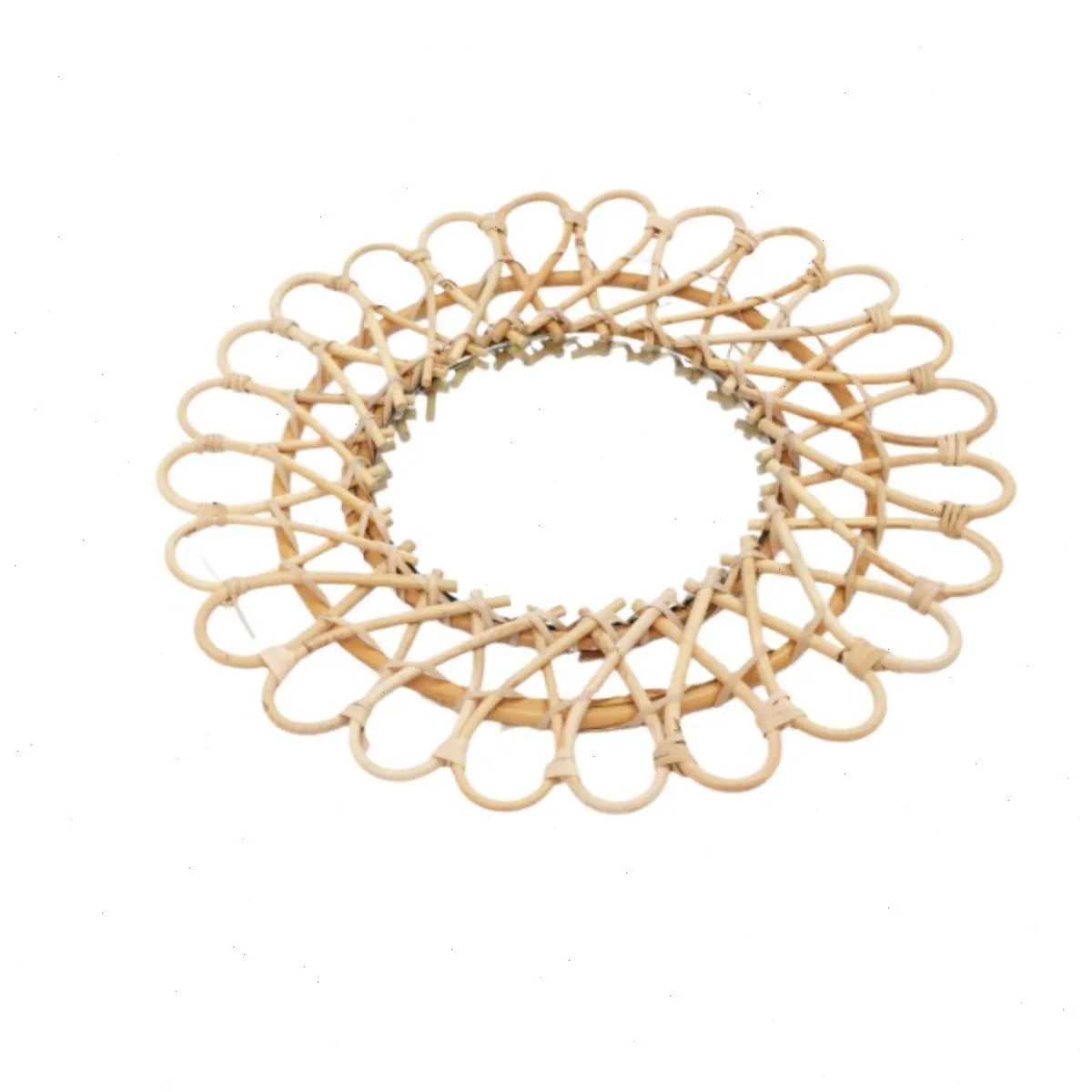 

Round Wall Mirror 20cm, 40cm Overall, Handmade Rattan Frame Decorative Mirror, Natural Hanging Mirror with Invisible Nails