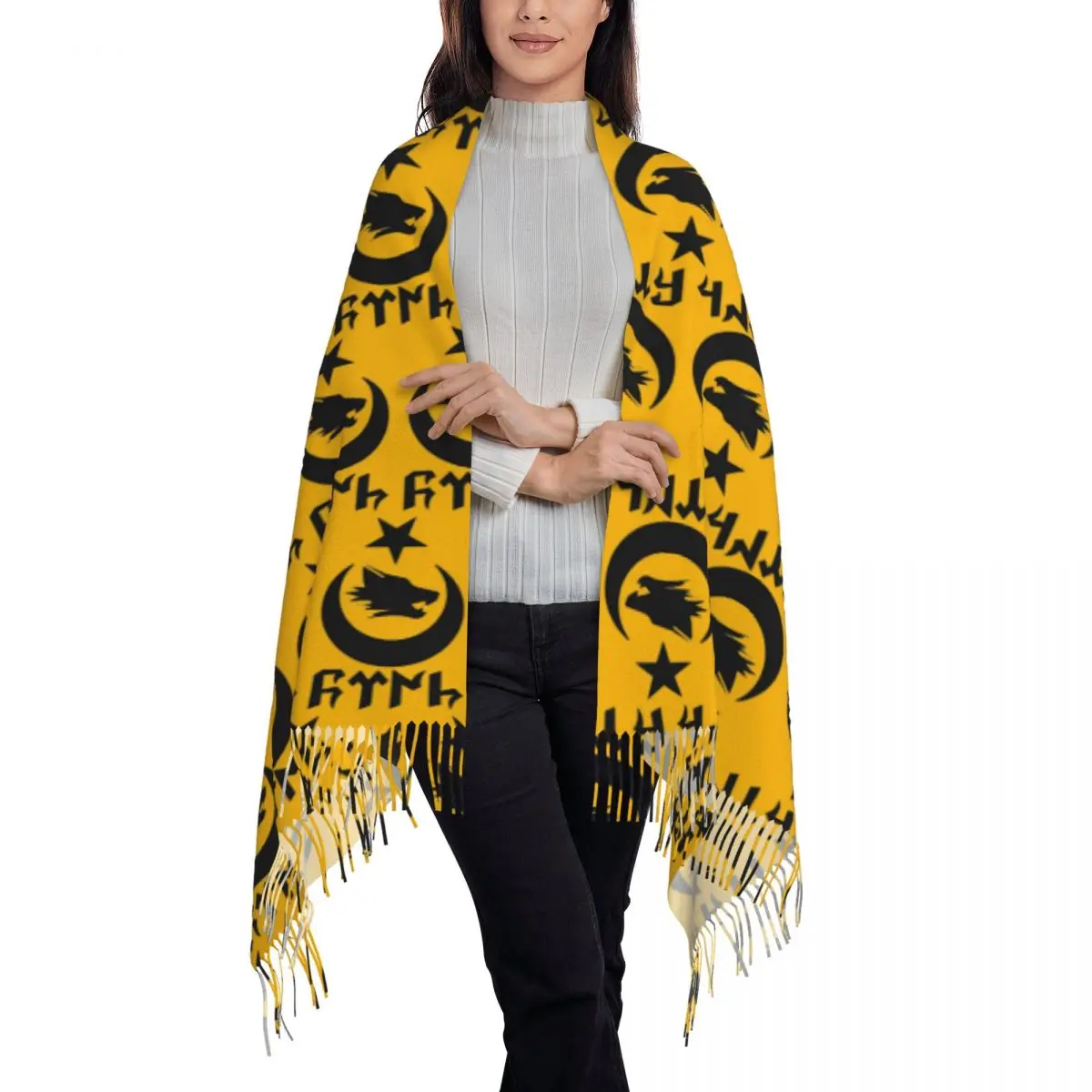 Bozkurt Song Logo Scarf Tassel Scarves for Women Soft Warm Shawls and Wraps Large Fall Winter Shawl Wrap