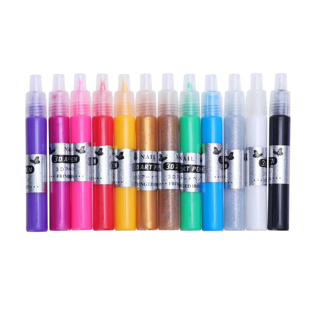 

12 Colors Uv Gel Acrylic Tips 3D Nail Art DIY Painting Polish Pens Perfect for Natural False Nails Quick Dry Professional Home
