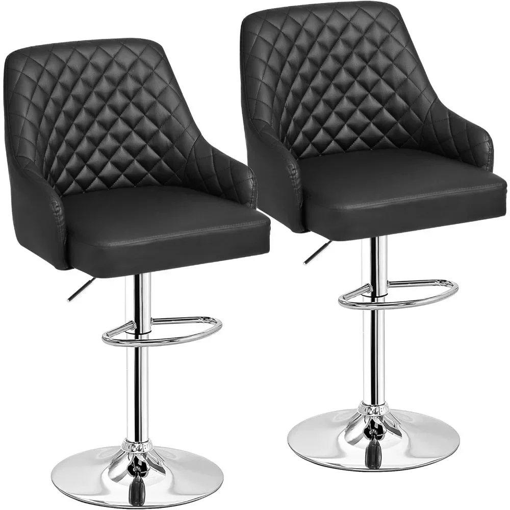 Home Chairs for Kitchen Bar Stools Set of 2 Black Adjustable Bar Stools with Back Living Room Chairs Chair Stool Furniture