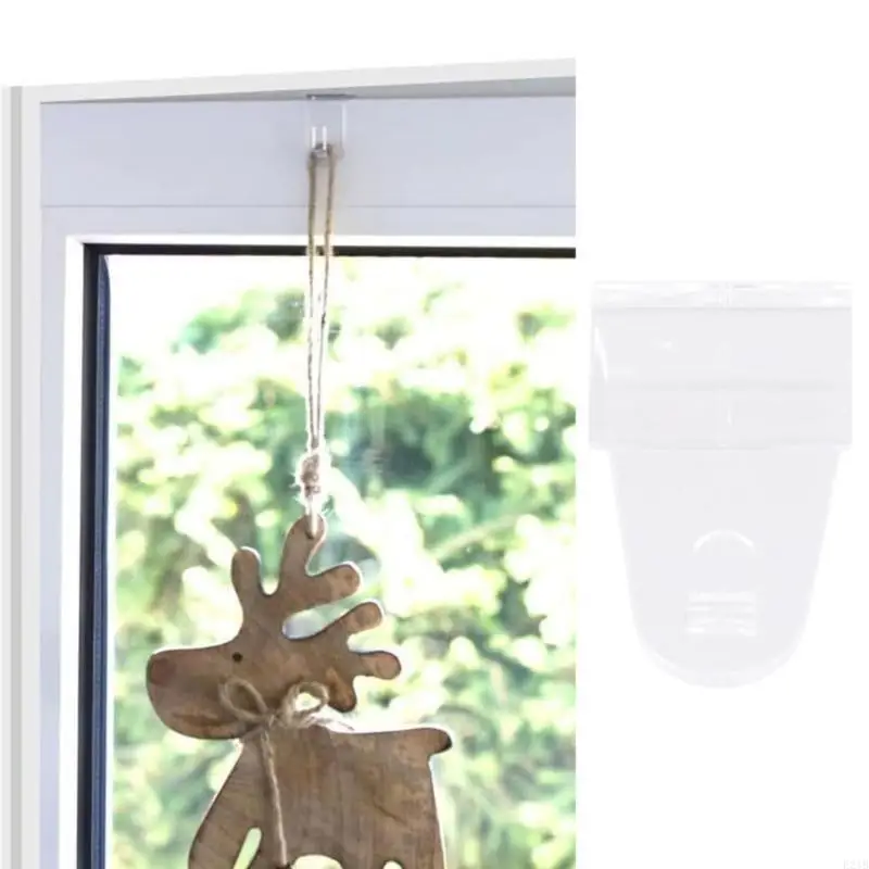 Pack of 10 Transparent Adhesive Plastic Hangers Hooks for Window and Door Frame Decoration and Easy Hanging Up To 17mm