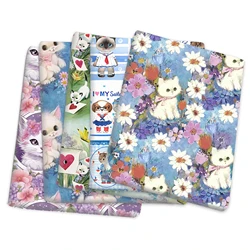 50*145cm Patchwork Cat Polyester Cotton Fabric for Tissue Sewing Quilting Fabrics Needlework Material DIY Handmade,1Yc51635