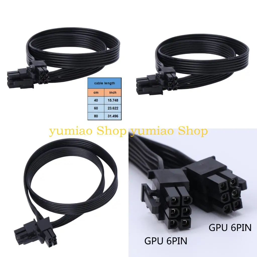 587B Flat 6Pin PCIe Power Cable Flexible GPU Cord Enhances Airflows And Cable Management In Gaming