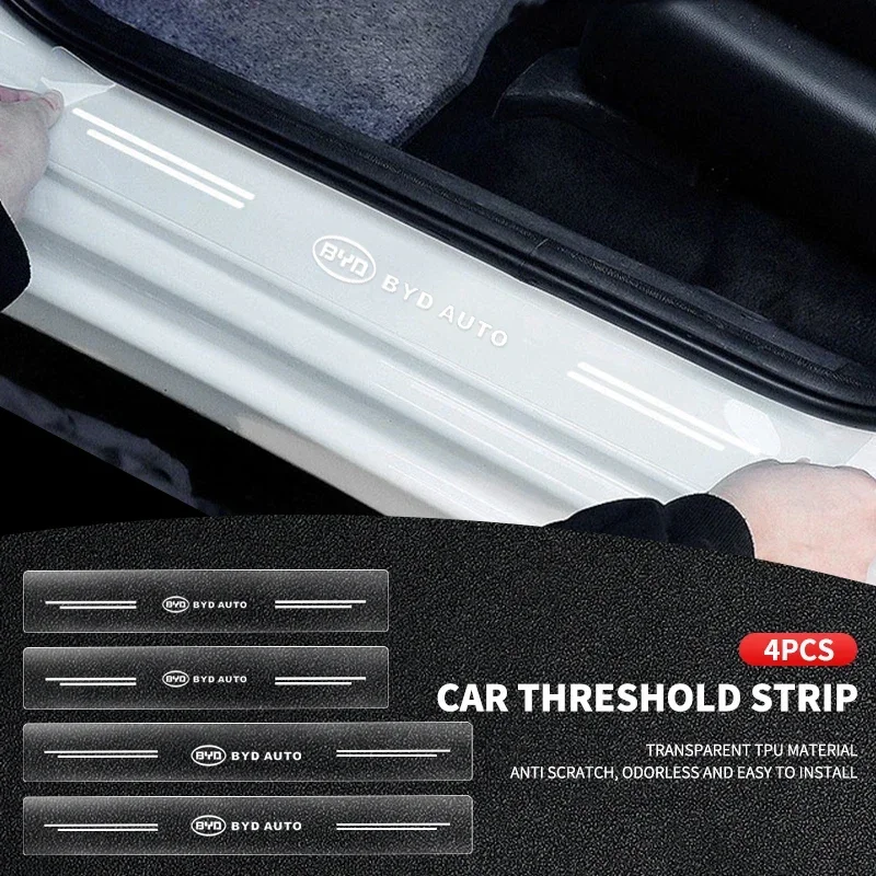 

4Pcs Car Door Sill Transparent Waterproof Protector Sticker For BYD I3 S7 G3 F3 S6 F0 E5 E2 E1 E3 E9 D1 S8 E6 L3 M6 Tang Song