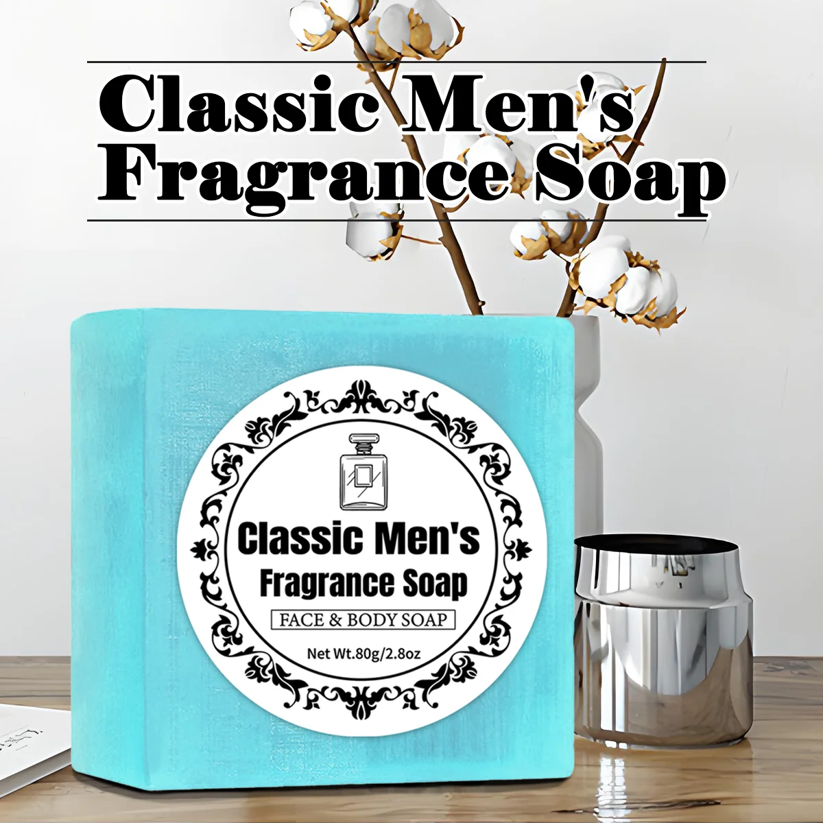 قالب صابون كلاسيكي معطر كولونيا، عطر ومرطب يدوم طويلاً، منظف لطيف للبشرة للجسم والوجه، فورمو نباتي