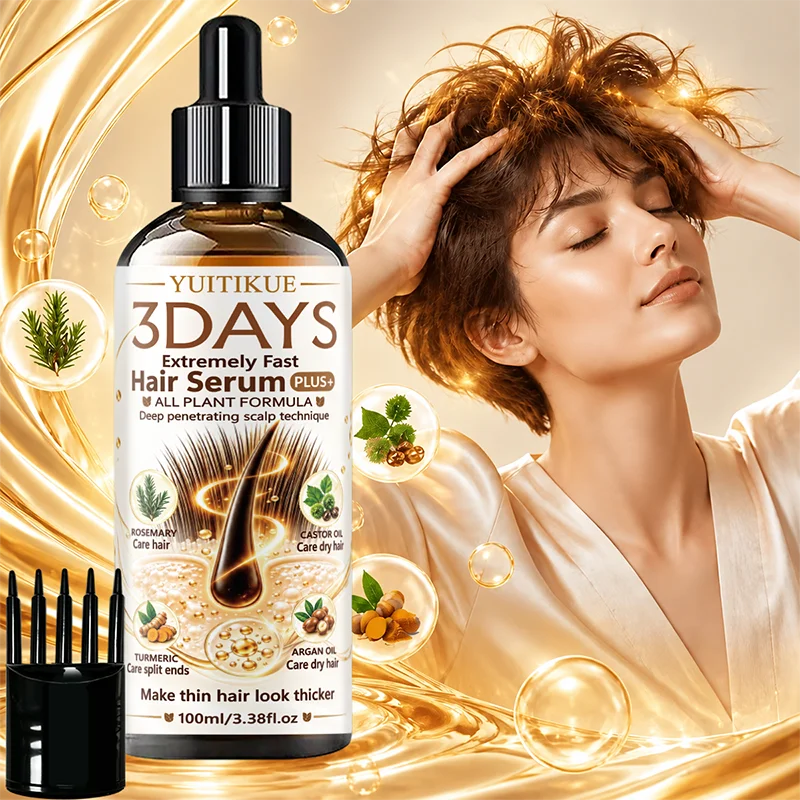 YUITIKUE 3DAYS Hair Serum Rosemary Castor Argan Oil Nourishing Shiny Heat Protection Hydrating Hair Care
