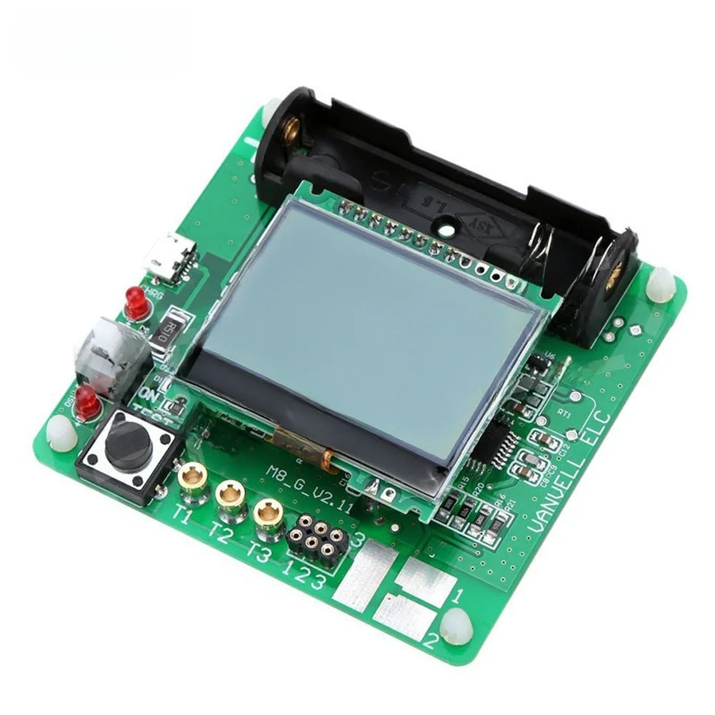 Compact Transistor Tester 7.3x7.1x1.5cm for MOSFET JFET Diode NPN Identification USB Power or 3.7V Lithium For Battery