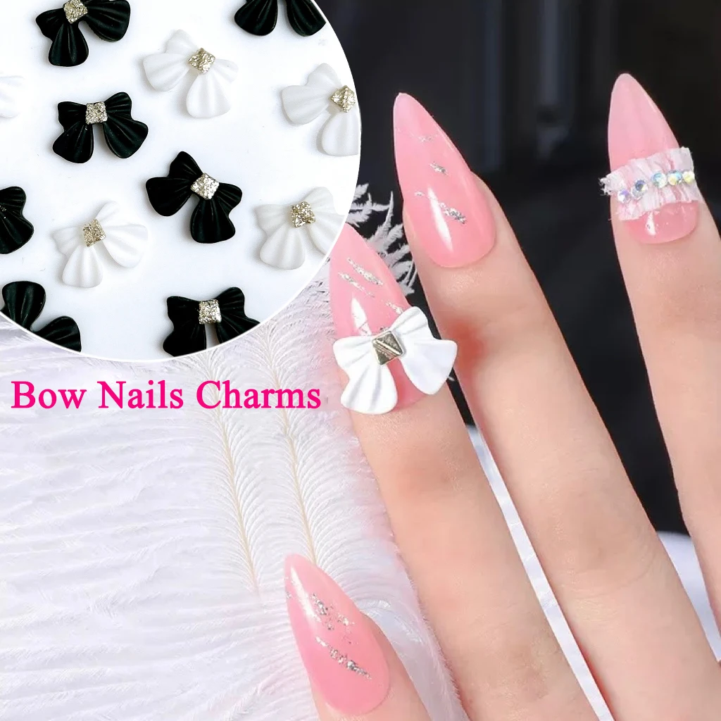 50PCS คู่สีสั้นริบบิ้นโบว์เล็บ Charms คลาสสิก Minimalist ขนาดเล็กหอมลม Bowknots เรซิ่นตกแต่งเล็บ DIY