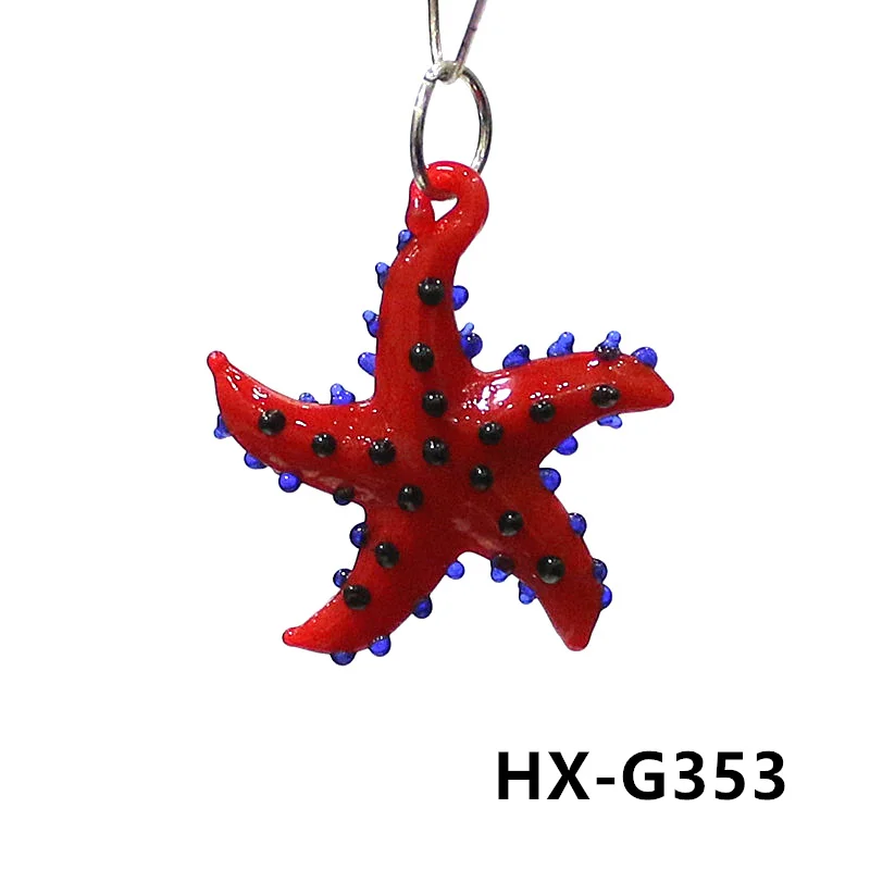 Cute Marine Animal Starfish Charm Mini Glass Sea Star Pendant Ornament for Diy Jewelry Necklace Accessories or Aquarium Decor