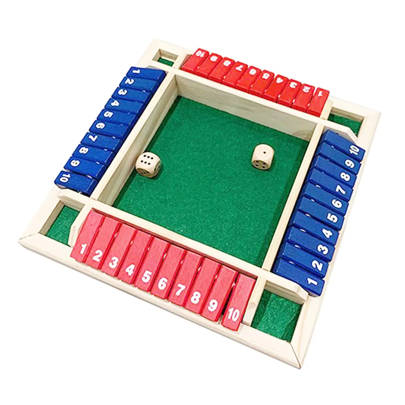 4 Player Shut The Box Game Wooden Board Game for The Home Travel