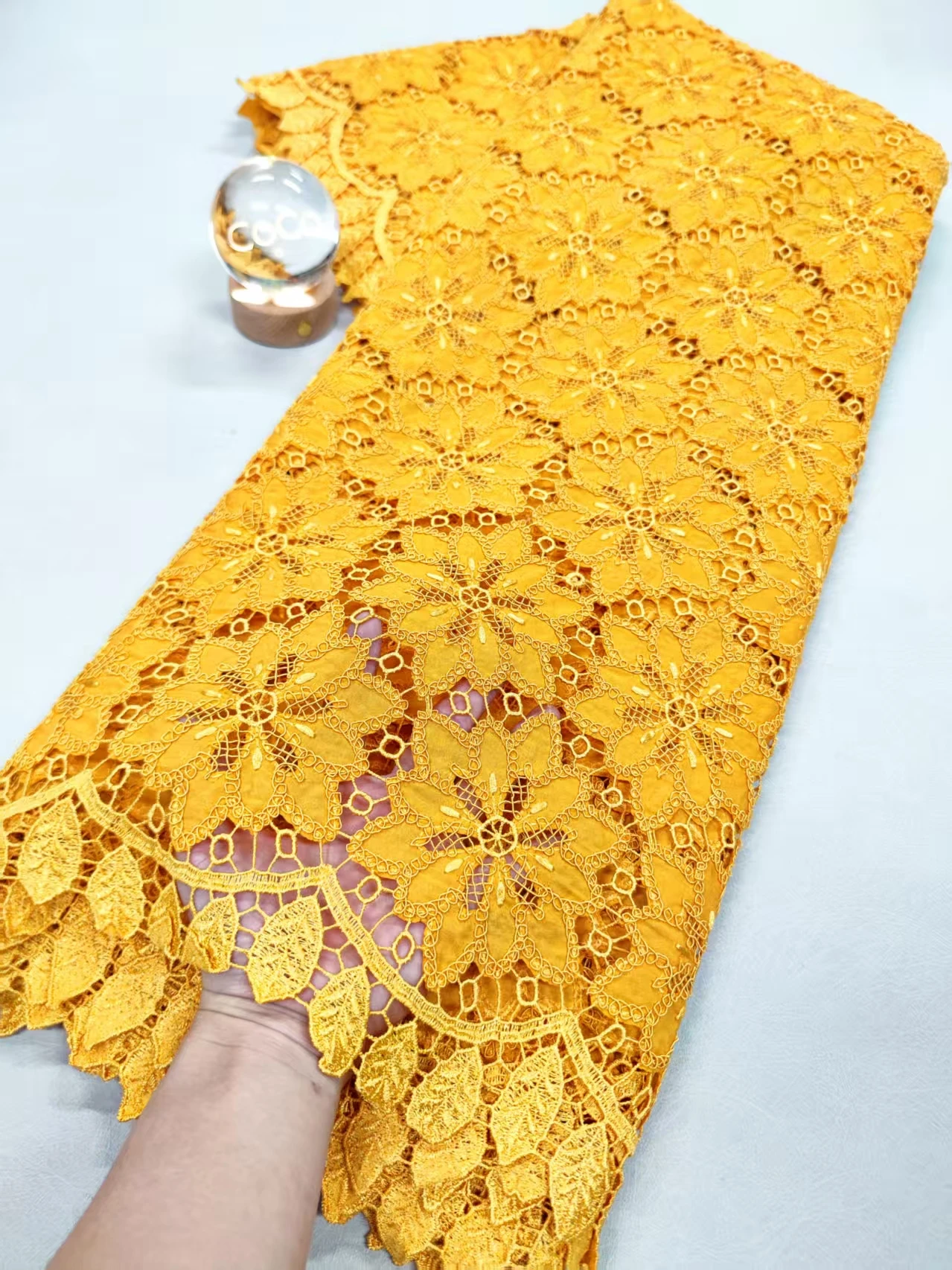 

2025 High-Quality Nigerian Tulle Lace Fabric for Wedding Dress Embroidery Sequins Party Guipure Chiffon Sewing XL079 5Yard