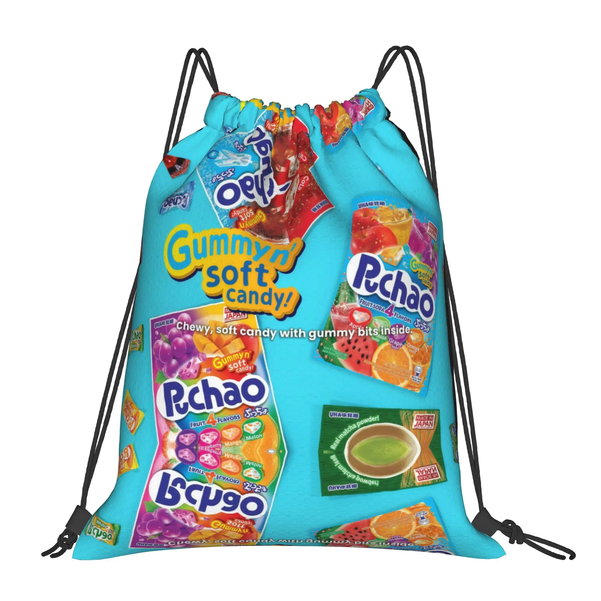Pucchoo Gummy n' Soft Candy Blue Portable Travel Riding Gym Drawstring Storage Sporty Backpacks