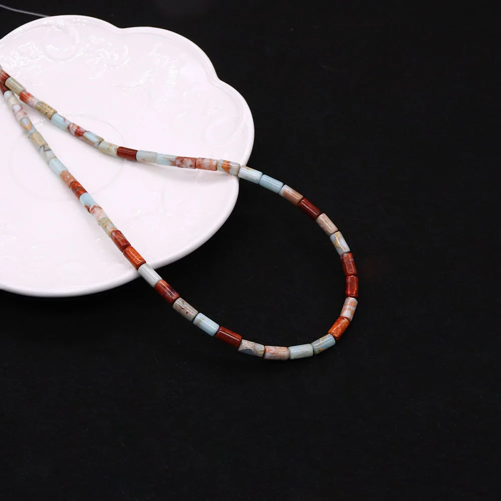Cylindrical Small Natural Flower Material Emperor Stone Polished Straight Hole Loose Beads DIY Necklace Earrings Jewelry Gift