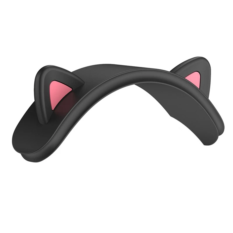 For Apple  Max Multifunctional Wireless Bluetooth Headset Crossbar Cat Ear Silicone Protective Cover, Black Easy Install