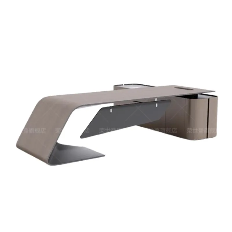 مكتب كمبيوتر حديث فاخر مع تصميم أنيق، إعداد ألعاب مكتبي منزلي مثالي، أثاث مكتب منظم Escritorio التنفيذي